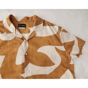 Original Use Men's 2XL 55% Linen/45% Cotton Abstract Pattern Short Sleeve Shirt